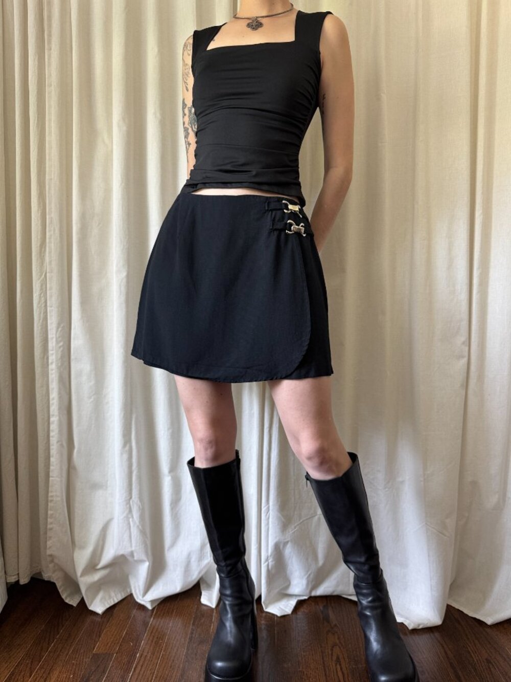 Vintage Giorgio Fiorlini Collection Black Skort Women's Size 12 90s Goth Grunge